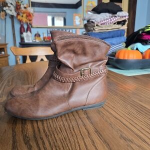 American Eagle Outfitters Brown Ankle Boots with Braided Strap